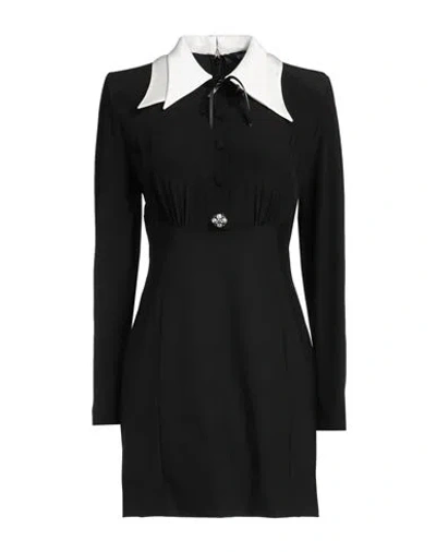 VERSACE VERSACE WOMAN MINI DRESS BLACK SIZE 6 SILK, VIRGIN WOOL, ELASTANE