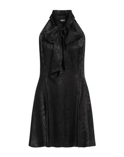 Versace Barocco-print Jacquard Flared Dress In Black