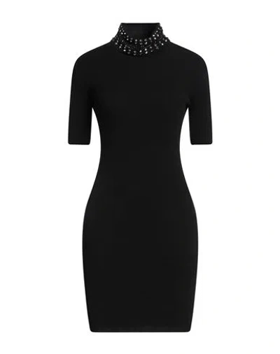 Versace Spiked-turtleneck Knit Minidress In Black
