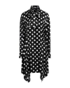 Versace Polka Dot Sleeved Midi Dress In Black