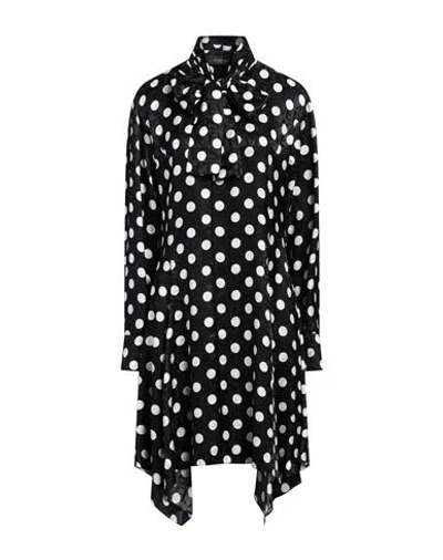 Versace Polka Dot Sleeved Midi Dress In Black