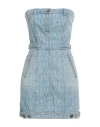 Versace Woman Mini Dress Blue Size 4 Cotton, Calfskin In Blue