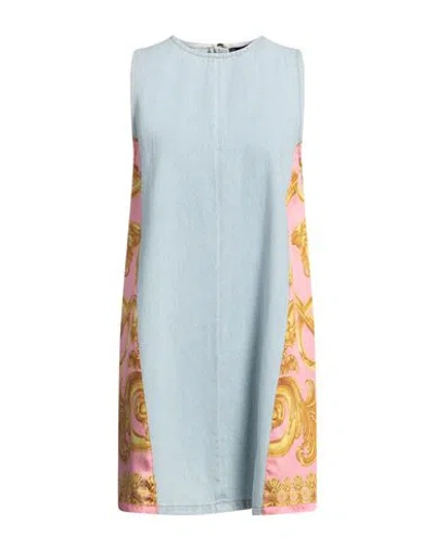 Versace Woman Mini Dress Blue Size 8 Cotton, Polyester