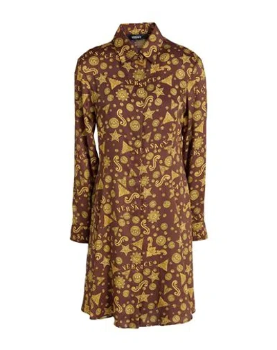 Versace Woman Mini Dress Brown Size 8 Polyester