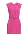 Versace Woman Mini Dress Fuchsia Size 0 Silk, Lambskin, Calfskin In Pink