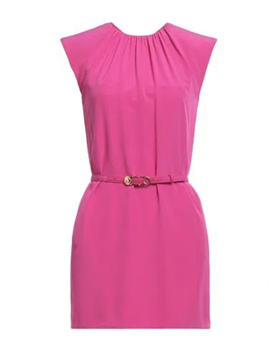 Versace Woman Mini Dress Fuchsia Size 0 Silk, Lambskin, Calfskin In Pink