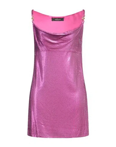 VERSACE VERSACE WOMAN MINI DRESS FUCHSIA SIZE 6 VISCOSE, PLASTIC