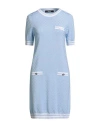 Versace Woman Mini Dress Light Blue Size 8 Cotton, Viscose, Polyester, Polyamide, Elastane In Blue