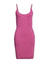 Versace La Greca Embellished Jacquard-knit Mini Dress In Magenta
