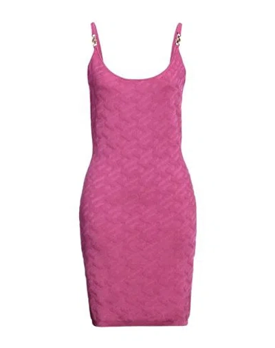 Versace Woman Mini Dress Magenta Size 6 Viscose, Polyamide, Elastane In Pink