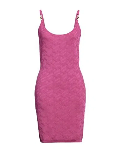VERSACE VERSACE WOMAN MINI DRESS MAGENTA SIZE 8 VISCOSE, POLYAMIDE, ELASTANE