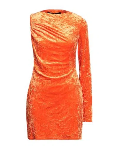 Versace Woman Mini Dress Orange Size 8 Polyester, Elastane, Polyamide