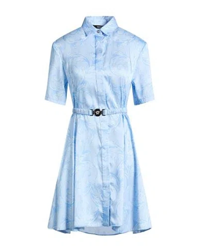 Versace Woman Mini Dress Sky Blue Size 12 Polyester