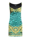 Versace Green Baroccodile Medusa '95 Minidress In Blue