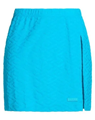 Versace Woman Mini Skirt Azure Size 10 Polyamide, Elastane In Blue