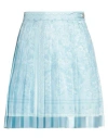 Versace Woman Mini Skirt Azure Size 4 Silk In Blue