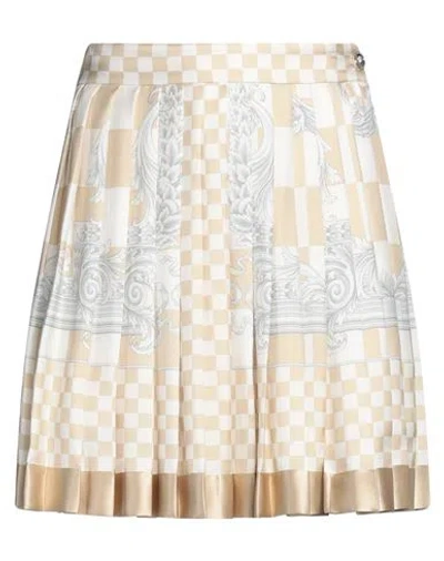 Versace Woman Mini Skirt Beige Size 6 Silk