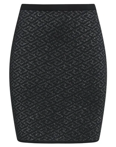 Versace Woman Mini Skirt Black Size 4 Wool, Viscose, Metallic Polyester, Polyamide, Elastane