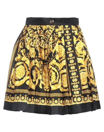 Versace Woman Mini Skirt Black Size 6 Silk In Brown