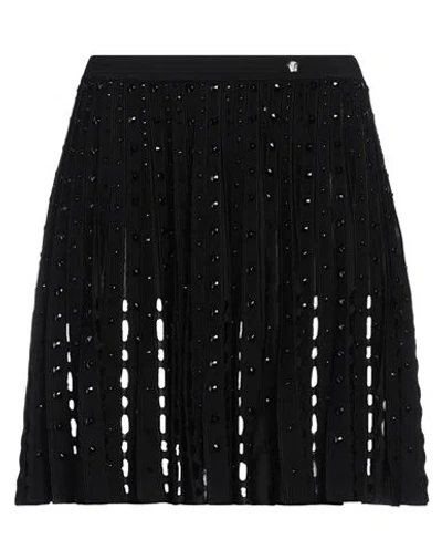 Versace Woman Mini Skirt Black Size 2 Viscose, Polyester, Elastane, Aluminum, Glass