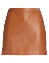 Versace Woman Mini Skirt Brown Size 6 Lambskin In Brown