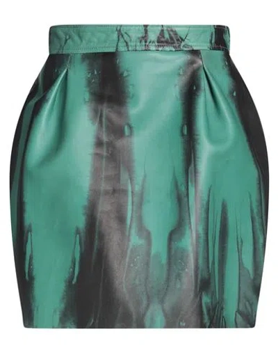Versace Woman Mini Skirt Emerald Green Size 8 Lambskin
