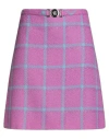 Versace Woman Mini Skirt Fuchsia Size 14 Virgin Wool, Polyamide In Pink
