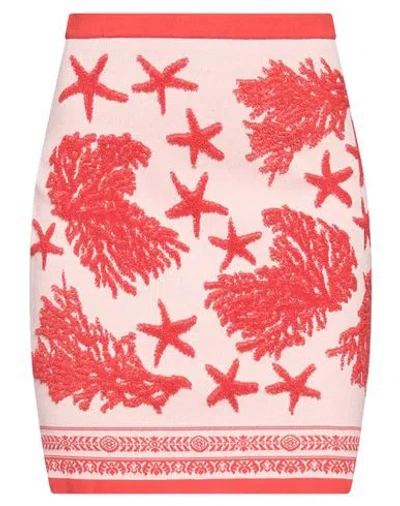 Versace Woman Mini Skirt Light Pink Size 12 Cotton, Viscose, Polyester, Polyamide, Elastane In Red