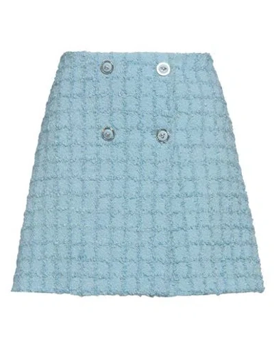 Versace Woman Mini Skirt Sky Blue Size 6 Virgin Wool, Mohair Wool, Polyamide