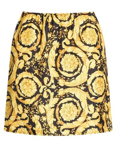 Versace Woman Mini Skirt Yellow Size 4 Silk