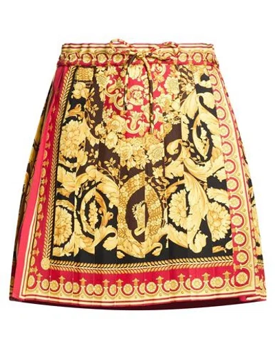Versace Woman Mini Skirt Yellow Size 4 Silk In Multi