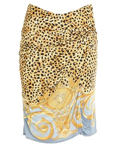 Versace Woman Mini Skirt Yellow Size 4 Viscose In Brown