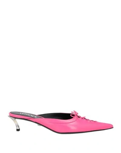 Versace Woman Mules & Clogs Fuchsia Size 8 Calfskin In Pink