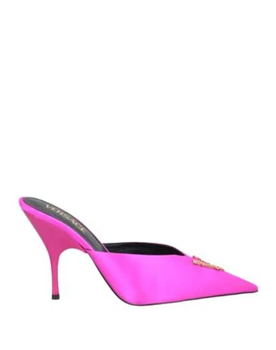 Versace Woman Mules & Clogs Fuchsia Size 6 Textile Fibers In Pink