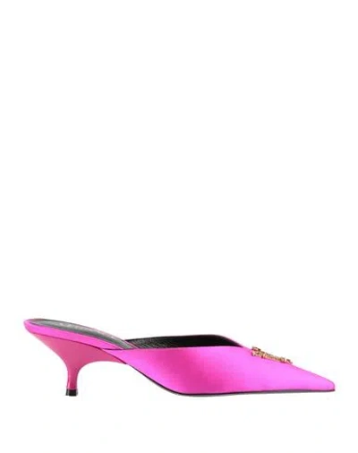Versace Woman Mules & Clogs Magenta Size 8 Textile Fibers