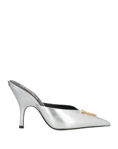 Versace Woman Mules & Clogs Silver Size 8 Calfskin