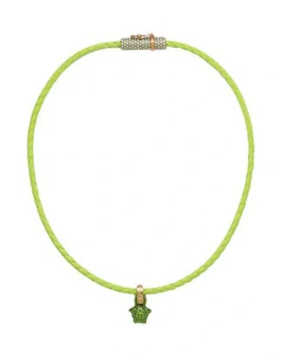 Versace Woman Necklace Acid Green Size - Soft Leather, Metal