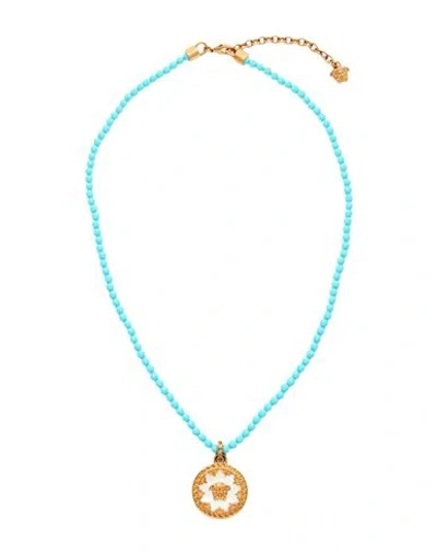 Versace Woman Necklace Azure Size - Metal In Blue
