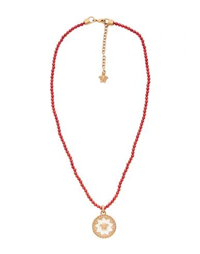 Versace Woman Necklace Coral Size - Metal In Red