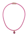 Versace Woman Necklace Fuchsia Size - Soft Leather, Metal In Pink