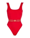 Versace Woman One-piece Swimsuit Red Size 3 Polyamide, Elastane