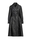 Versace Belted Techno Lacquered Crocodile-coquet Trench Coat In Black