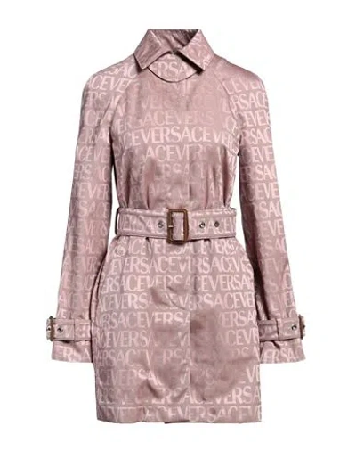 Versace Woman Overcoat & Trench Coat Blush Size 8 Polyester, Cotton, Lambskin In Pink