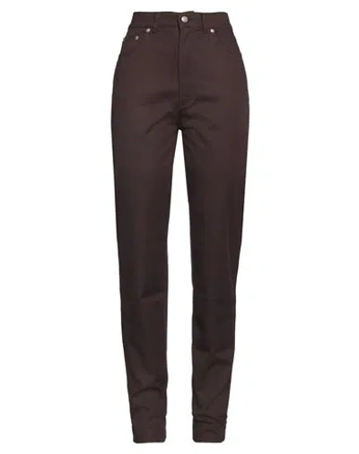 Versace Woman Pants Dark Brown Size 27 Cotton, Elastane, Polyamide