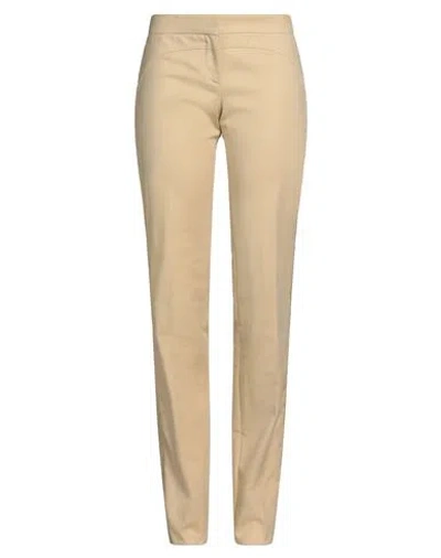 Versace Woman Pants Sand Size 4 Cotton, Elastane In Beige