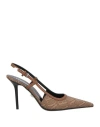 Versace Allover Slingback Pumps In Beige