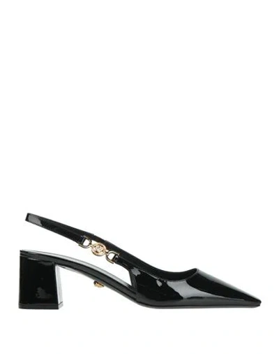 VERSACE VERSACE WOMAN PUMPS BLACK SIZE 10 LEATHER