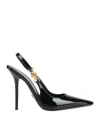 Versace Black Leather High Heel Pumps In Black