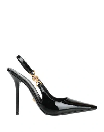 VERSACE VERSACE WOMAN PUMPS BLACK SIZE 11 CALFSKIN