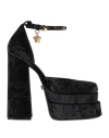 Versace Woman Pumps Black Size 8 Textile Fibers In Black